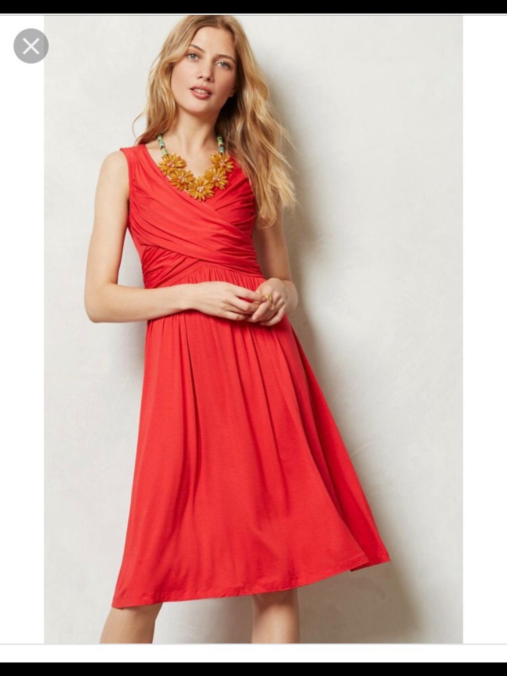 Girls From Savoy Red Sleeveless V-Neck Draped Fit & Flare Dress
